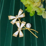 Dragonfly Brooch Women's Shell Pearl Dress Costume Jewelry Accessory