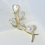 Women Sea Shell Heart Leaf Brooches Lady Natural Pearl Costume Jewelry