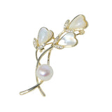 Women Sea Shell Heart Leaf Brooches Lady Natural Pearl Costume Jewelry