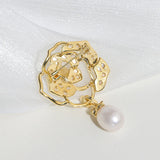 Women Sea Shell Pearl Flower Brooches Lady Costume Jewelry