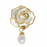 Women Sea Shell Pearl Flower Brooches Lady Costume Jewelry