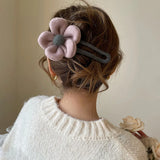Plush Flower Hairpin Women Back Head Plate Hair Clip