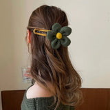 Plush Flower Hairpin Women Back Head Plate Hair Clip