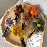 Plush Flower Hairpin Women Back Head Plate Hair Clip