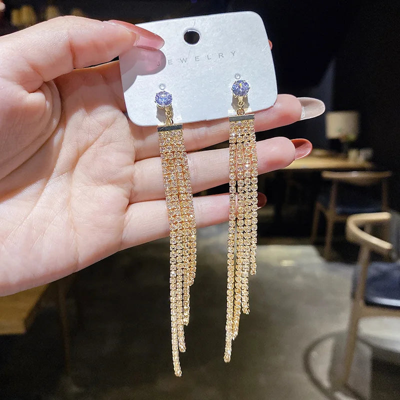 2022 Classic Crystal Tassel Earrings for Women
