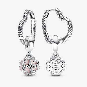 2022 Fall S925 Clover Friendship Double Charm Earring Hoop Set