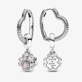 2022 Fall S925 Clover Friendship Double Charm Earring Hoop Set