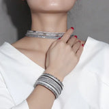 2022 Rhinestone PU Leather Hand Chain Buckle Bracelet