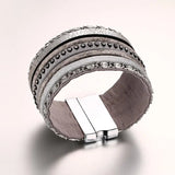2022 Rhinestone PU Leather Hand Chain Buckle Bracelet