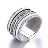 2022 Rhinestone PU Leather Hand Chain Buckle Bracelet