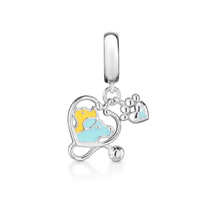 Pet Scissors Charm Silver 925 Bracelet Necklace DIY Women Jewelry