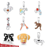 Pet Scissors Horse Kangaroo Bead 925 Silver Charms DIY Jewelry