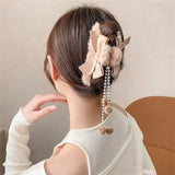 Bow Knot Hair Ball Pendant Plush Tassel Hair Clip Sweet Autumn Winter