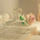 Metal Leaf Rose HairClip Women Temperament Back Of Head Dish Hair