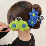 2022 Blue-green Wool Flower GrabClip HairClip Hair Accessories