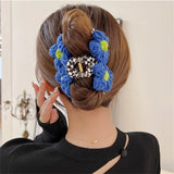 2022 Blue-green Wool Flower GrabClip HairClip Hair Accessories