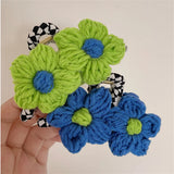 2022 Blue-green Wool Flower GrabClip HairClip Hair Accessories