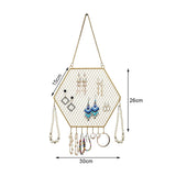 Wall-Mounted Grid Jewelry Display Stand Metal Shelf Necklace Ring Holder