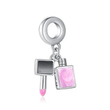 925 Silver Nail Polish Pendant Dangle Beads Charms for DIY Charm Bracelets