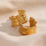 Tin Foil Wide Hoop Earrings Titanium Steel