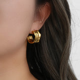 Tin Foil Wide Hoop Earrings Titanium Steel