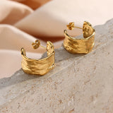 Tin Foil Wide Hoop Earrings Titanium Steel