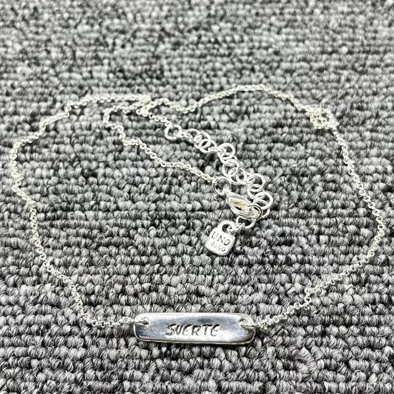 Electroplated 925 Silver Nameplate Lucky Necklace