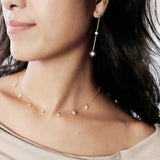 925 Silver CZ Star Moon Pendant Multilayer Choker Delicate Necklace