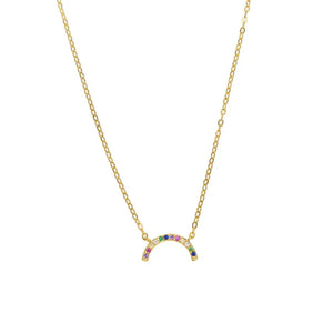 Sterling Silver Filled Rainbow CZ Necklace for Women