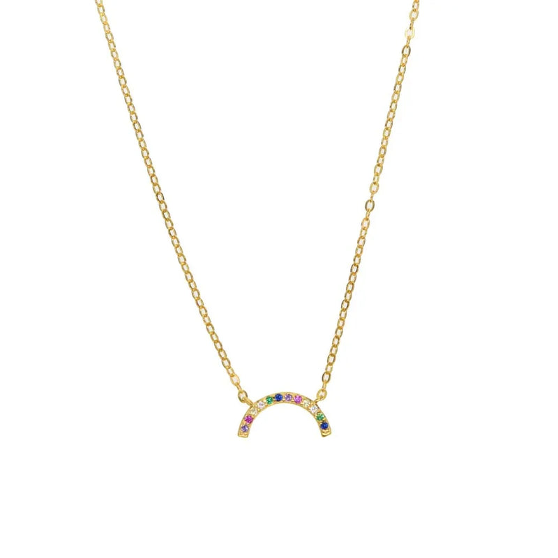Sterling Silver Filled Rainbow CZ Necklace for Women