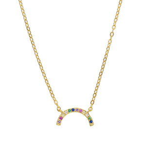 Sterling Silver Filled Rainbow CZ Necklace for Women