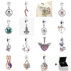925 Sterling Silver Heart Pendant for Women's DIY Bracelet