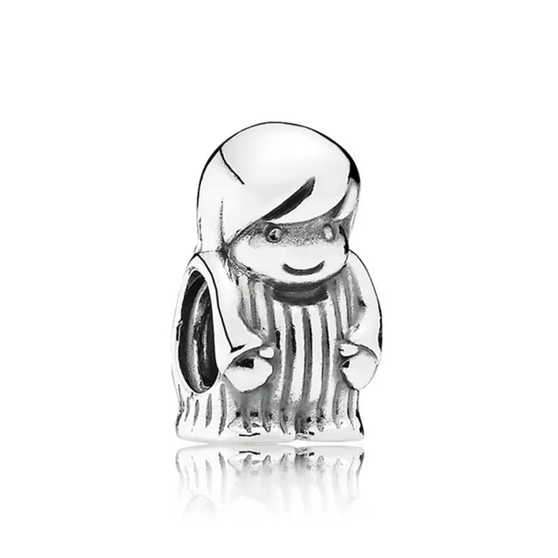 S925 Sterling Silver Ghost Elephant Paw Prints Charm