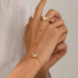 Butterfly Bracelet and Finger Chain Set for Women