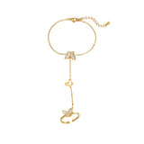 Butterfly Bracelet and Finger Chain Set for Women