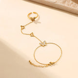 Butterfly Bracelet and Finger Chain Set for Women