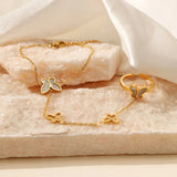 Butterfly Bracelet and Finger Chain Set for Women
