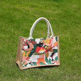 Large One Shoulder Jute Bag, Retro Style Shopping Handbag