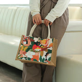 Large One Shoulder Jute Bag, Retro Style Shopping Handbag