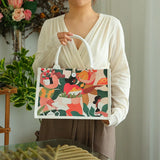 Large One Shoulder Jute Bag, Retro Style Shopping Handbag