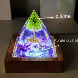 Crystal Rubble Pyramid Ornaments LED Night Light Table Decoration