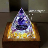Crystal Rubble Pyramid Ornaments LED Night Light Table Decoration