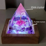 Crystal Rubble Pyramid Ornaments LED Night Light Table Decoration