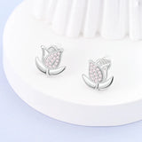 925 Silver Stud Earring CZ Zircon Women DIY Jewelry Gift