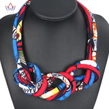African Ankara Knot Necklace Multistrand Tribal Chunky Jewelry WYA071