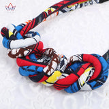 African Ankara Knot Necklace Multistrand Tribal Chunky Jewelry WYA071