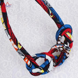 African Ankara Knot Necklace Multistrand Tribal Chunky Jewelry WYA071