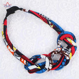 African Ankara Knot Necklace Multistrand Tribal Chunky Jewelry WYA071