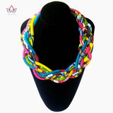 Colorful Short Cotton Necklace Handmade Kente Fabric Bib Necklace