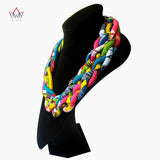 Colorful Short Cotton Necklace Handmade Kente Fabric Bib Necklace